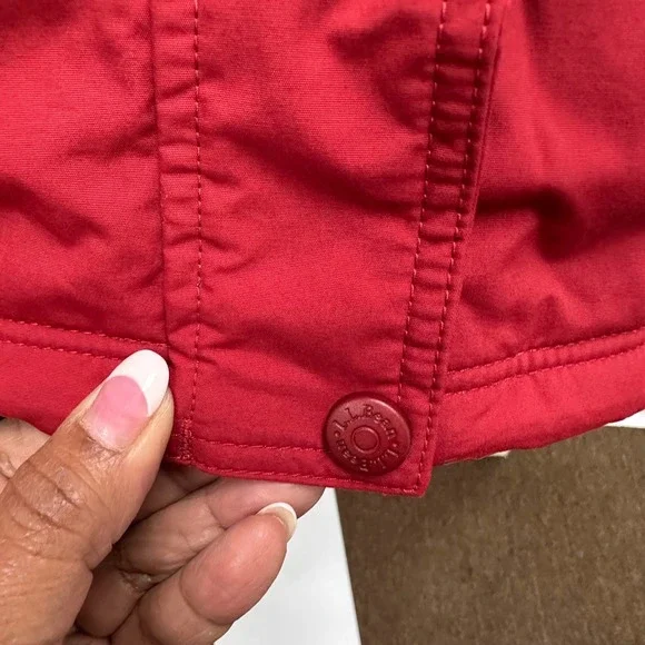 LL Bean Red Fleece Lined Jacket with Mountain Logo Size XL Hiking Winter Warm - Picture 5 of 16